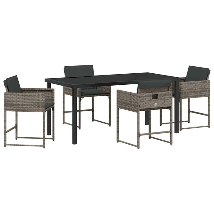 Set de masă pentru grădină 5 pcs Gri poliratan WALTI