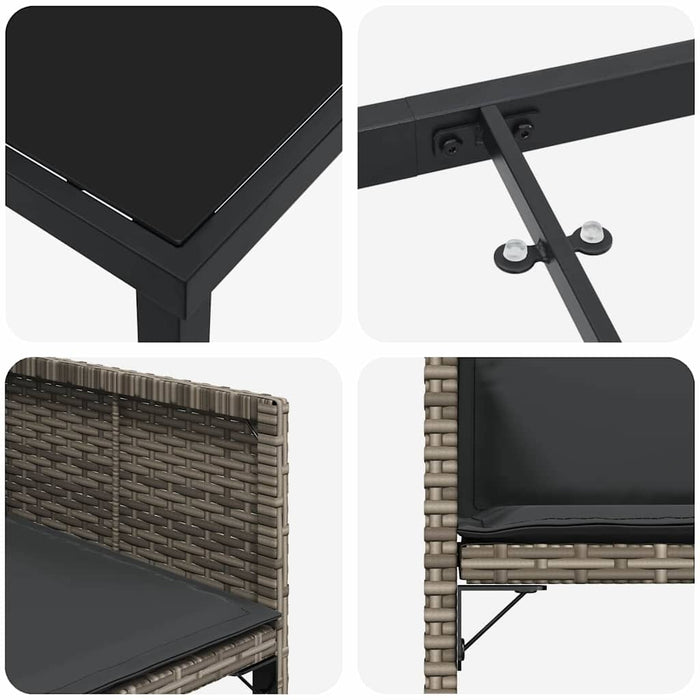 Set de masă pentru grădină 9 pcs Gri poliratan - WALTI WALTI