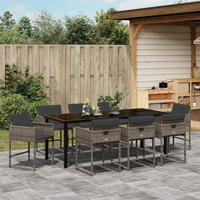 Set de masă pentru grădină 9 pcs Gri poliratan - WALTI WALTI