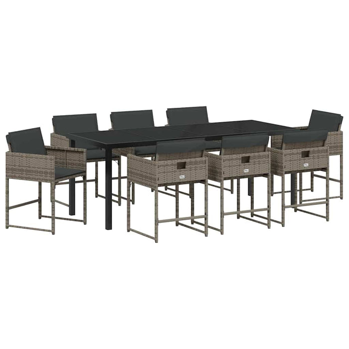 Set de masă pentru grădină 9 pcs Gri poliratan - WALTI WALTI