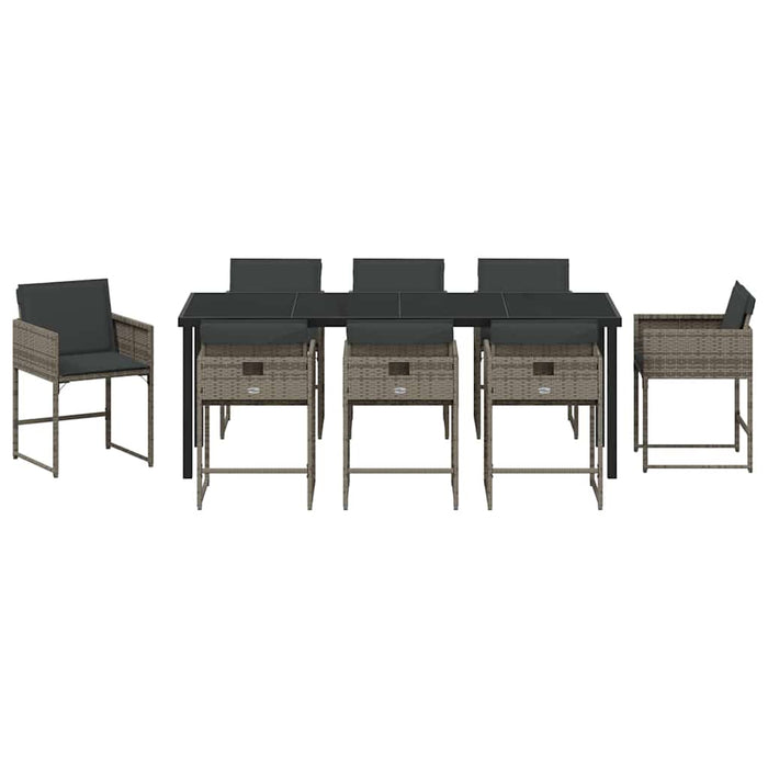 Set de masă pentru grădină 9 pcs Gri poliratan - WALTI WALTI