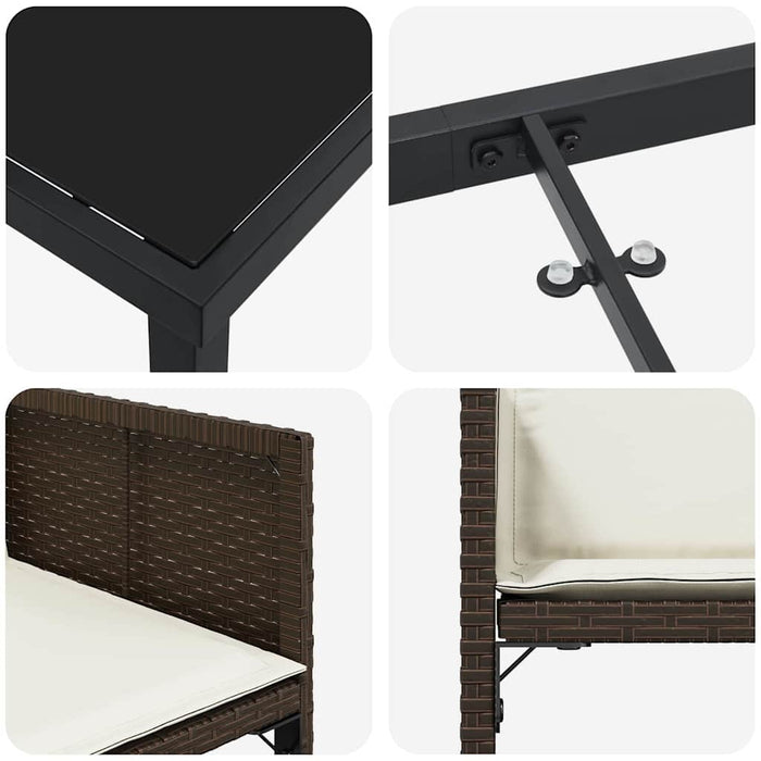 Set de masă pentru grădină 5 pcs Maro poliratan - WALTI WALTI