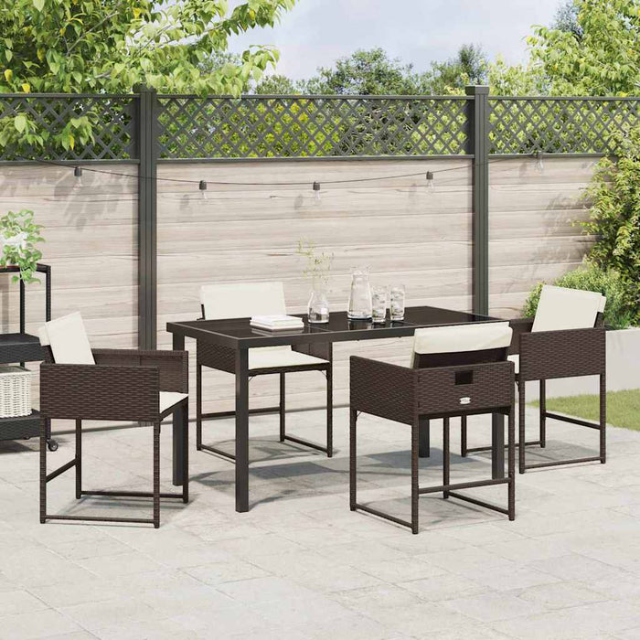 Set de masă pentru grădină 5 pcs Maro poliratan - WALTI WALTI