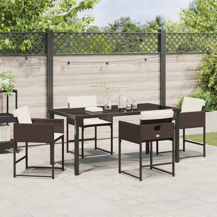 Set de masă pentru grădină 5 pcs Maro poliratan WALTI