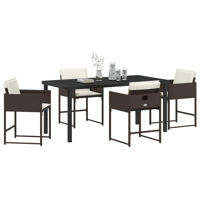 Set de masă pentru grădină 5 pcs Maro poliratan WALTI