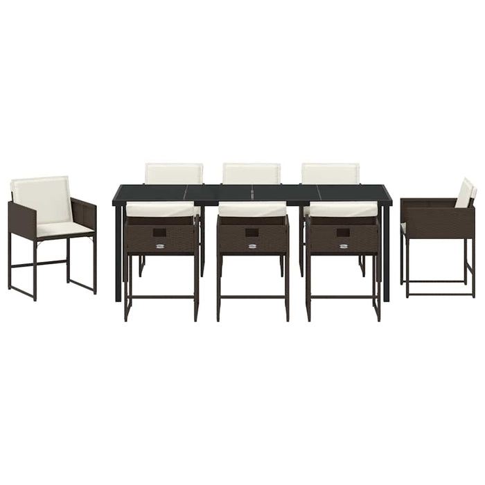Set de masă pentru grădină 9 pcs Maro poliratan - WALTI WALTI