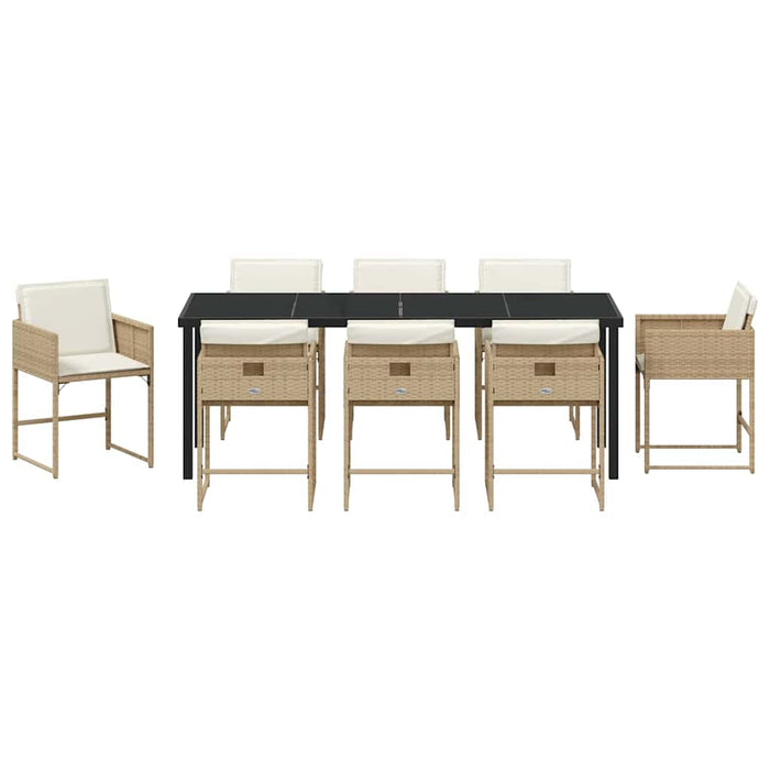 Set de masă pentru grădină 9 pcs Bej poliratan - WALTI WALTI