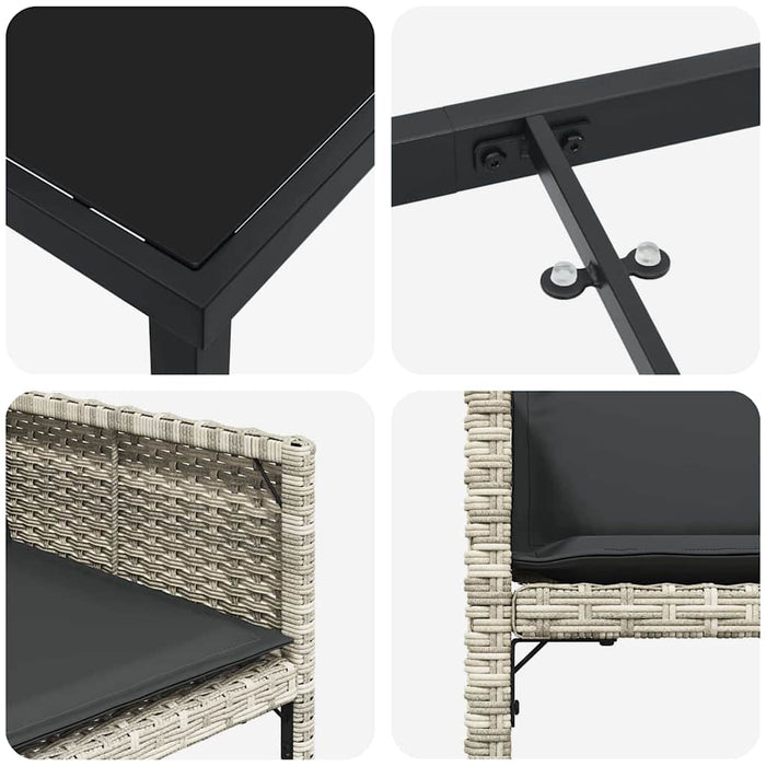 Set de masă pentru grădină 5 pcs Gri deschis poliratan - WALTI WALTI