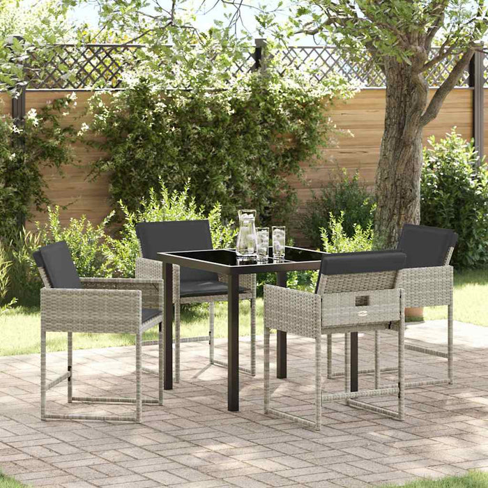Set de masă pentru grădină 5 pcs Gri deschis poliratan - WALTI WALTI