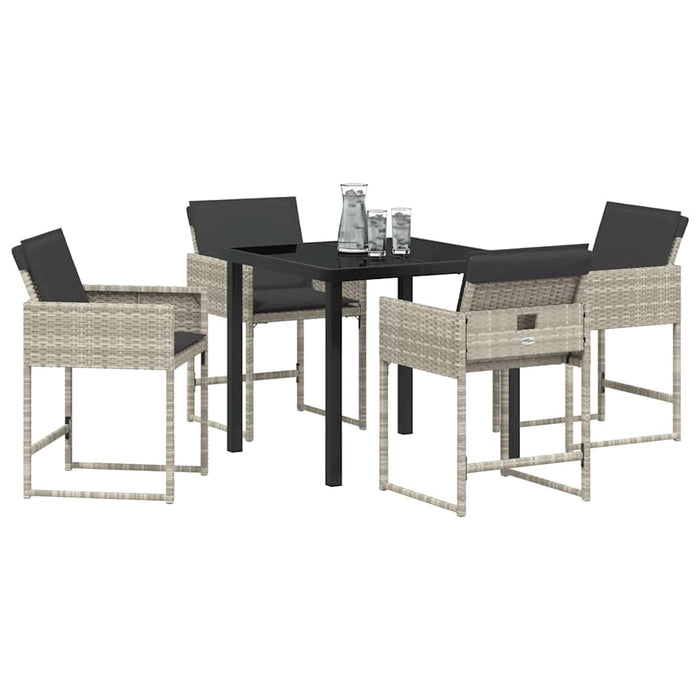 Set de masă pentru grădină 5 pcs Gri deschis poliratan - WALTI WALTI
