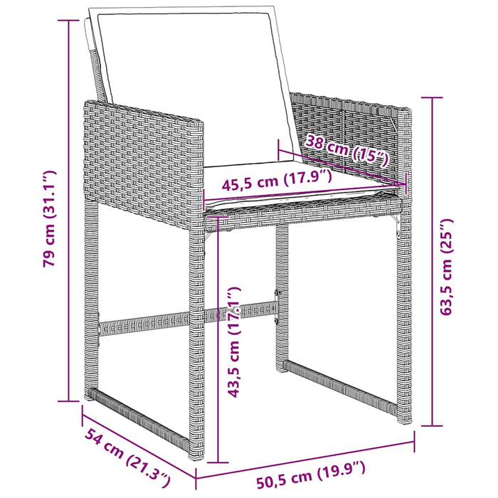 Set de masă pentru grădină 5 pcs Gri deschis poliratan - WALTI WALTI