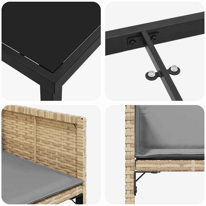 Set de masă pentru grădină 5 pcs Bej poliratan - WALTI WALTI