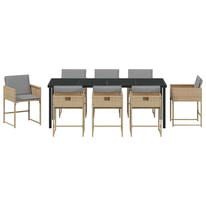 Set de masă pentru grădină 9 pcs Bej poliratan - WALTI WALTI