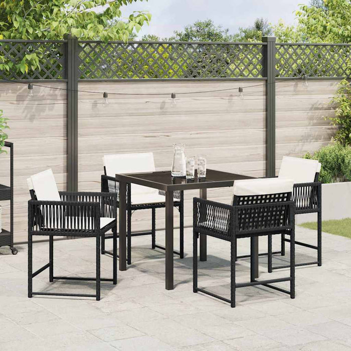 Set de masă pentru grădină 5 pcs Negru poliratan - WALTI WALTI