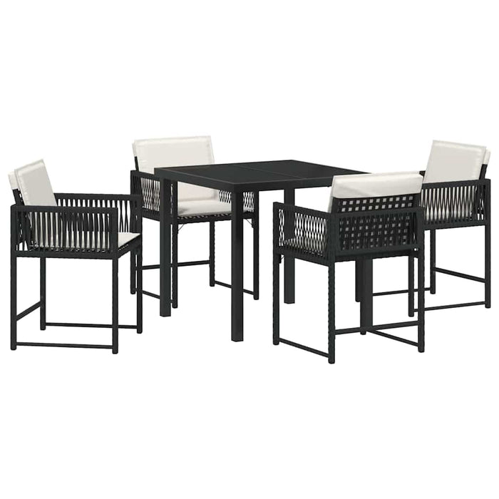 Set de masă pentru grădină 5 pcs Negru poliratan - WALTI WALTI