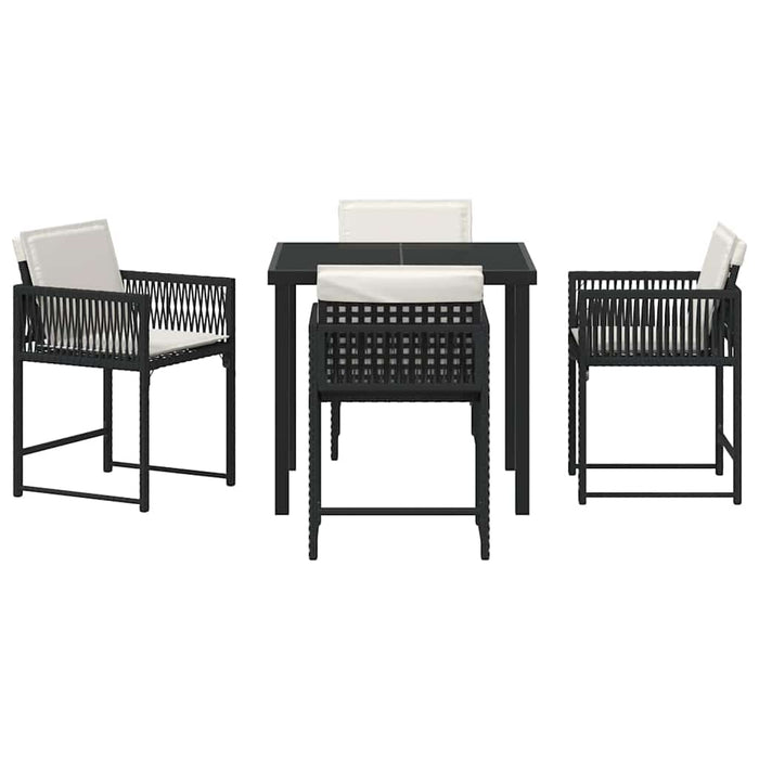 Set de masă pentru grădină 5 pcs Negru poliratan - WALTI WALTI