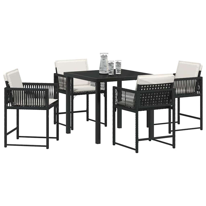 Set de masă pentru grădină 5 pcs Negru poliratan - WALTI WALTI