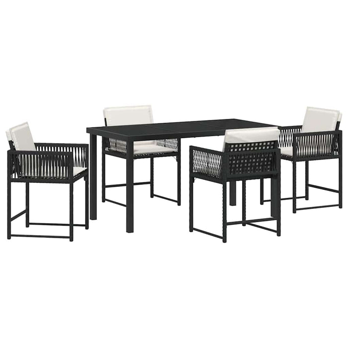 Set de dining de grădină cu 5 piese, perne incluse, Negru din ratan poly. - WALTI WALTI