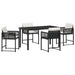 Set de dining de grădină cu 5 piese, perne incluse, Negru din ratan poly. - WALTI WALTI
