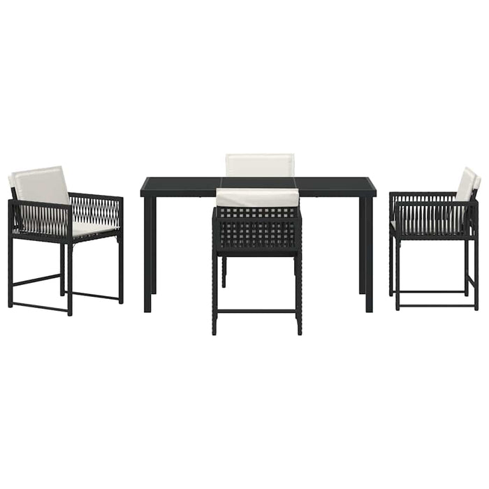 Set de dining de grădină cu 5 piese, perne incluse, Negru din ratan poly. - WALTI WALTI