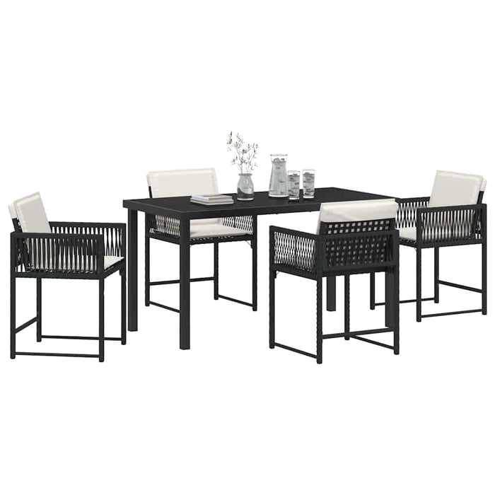 Set de dining de grădină cu 5 piese, perne incluse, Negru din ratan poly. - WALTI WALTI