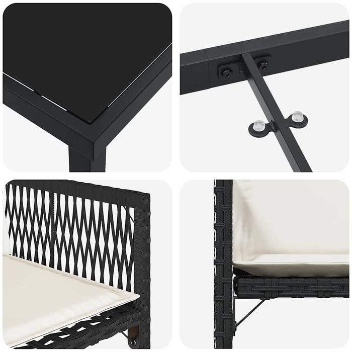 Set de masă pentru grădină 9 pcs Negru poliratan - WALTI WALTI
