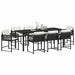 Set de masă pentru grădină 9 pcs Negru poliratan - WALTI WALTI