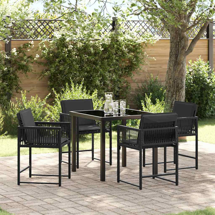 Set de masă pentru grădină 5 pcs Negru poliratan - WALTI WALTI