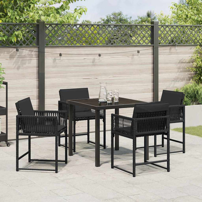 Set de masă pentru grădină 5 pcs Negru poliratan - WALTI WALTI