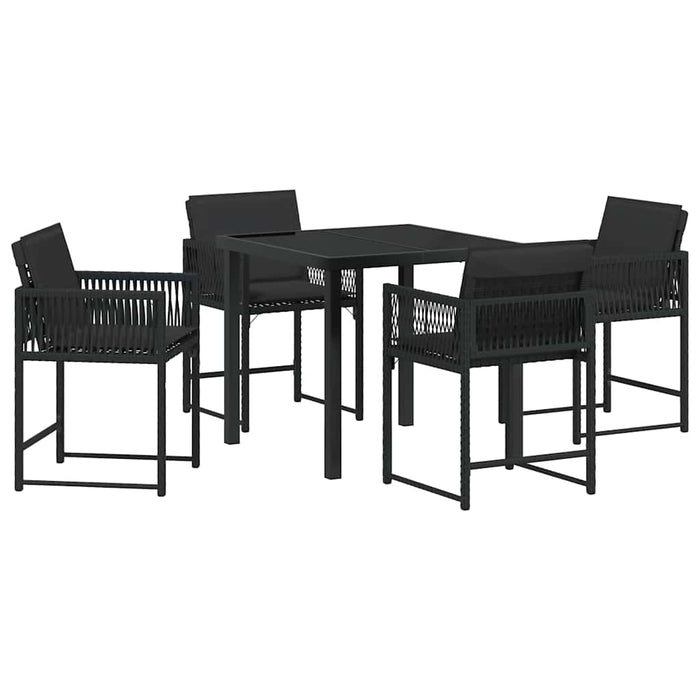 Set de masă pentru grădină 5 pcs Negru poliratan - WALTI WALTI