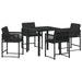 Set de masă pentru grădină 5 pcs Negru poliratan - WALTI WALTI