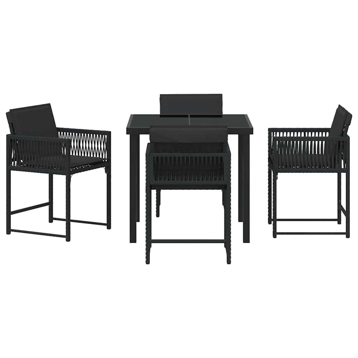 Set de masă pentru grădină 5 pcs Negru poliratan - WALTI WALTI