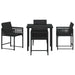 Set de masă pentru grădină 5 pcs Negru poliratan - WALTI WALTI