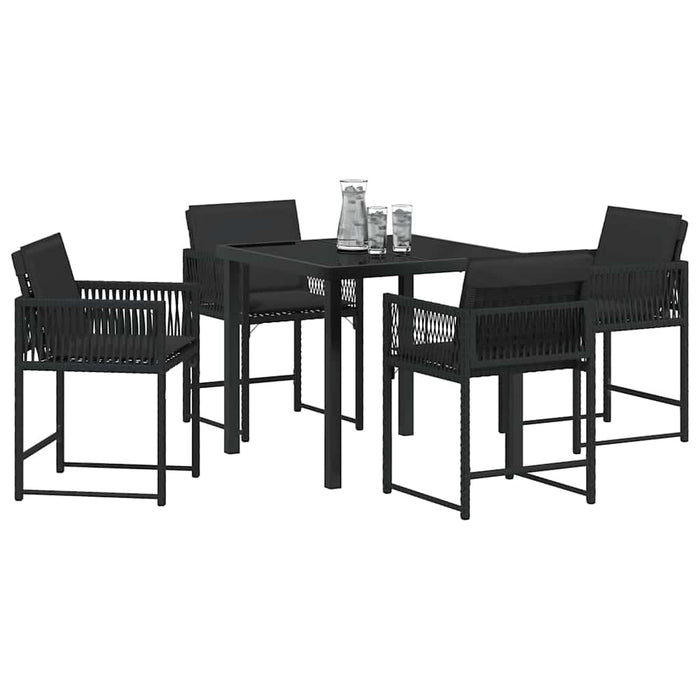 Set de masă pentru grădină 5 pcs Negru poliratan - WALTI WALTI