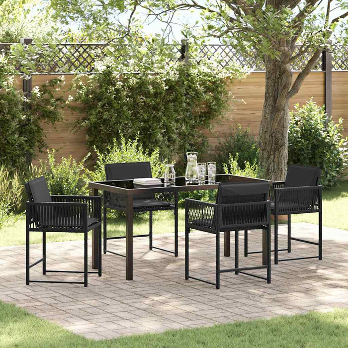 Set de masă pentru grădină 5 pcs Negru poliratan - WALTI WALTI
