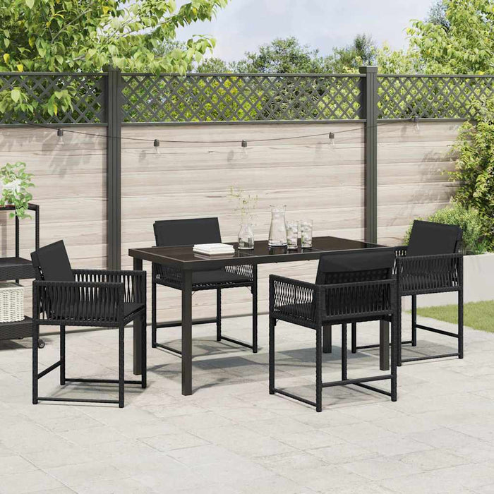 Set de masă pentru grădină 5 pcs Negru poliratan - WALTI WALTI