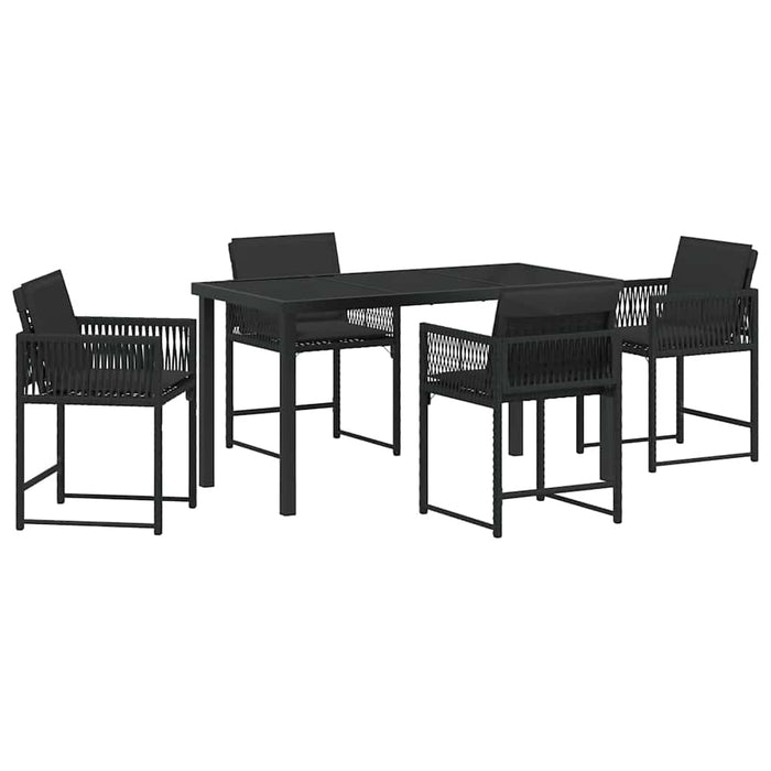 Set de masă pentru grădină 5 pcs Negru poliratan - WALTI WALTI