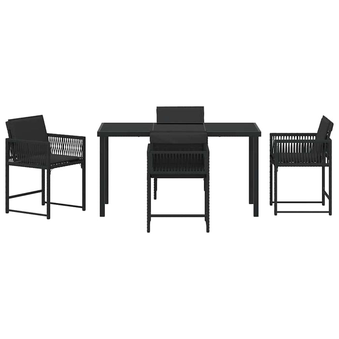 Set de masă pentru grădină 5 pcs Negru poliratan - WALTI WALTI