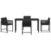 Set de masă pentru grădină 5 pcs Negru poliratan - WALTI WALTI