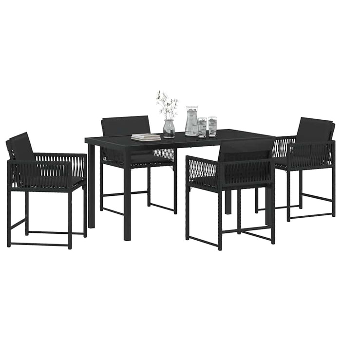 Set de masă pentru grădină 5 pcs Negru poliratan - WALTI WALTI