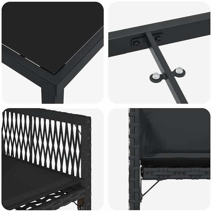 Set de masă pentru grădină 9 pcs Negru poliratan - WALTI WALTI