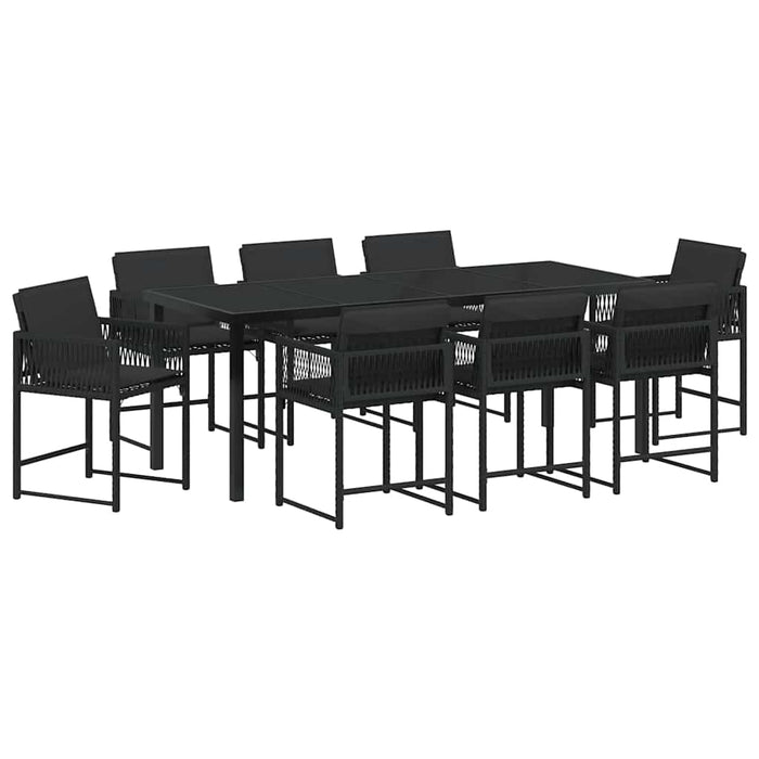 Set de masă pentru grădină 9 pcs Negru poliratan - WALTI WALTI