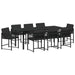 Set de masă pentru grădină 9 pcs Negru poliratan - WALTI WALTI