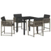 Set de dining pentru grădină cu 5 piese și perne gri din rattan sintetic. - WALTI WALTI