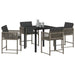 Set de dining pentru grădină cu 5 piese și perne gri din rattan sintetic. - WALTI WALTI