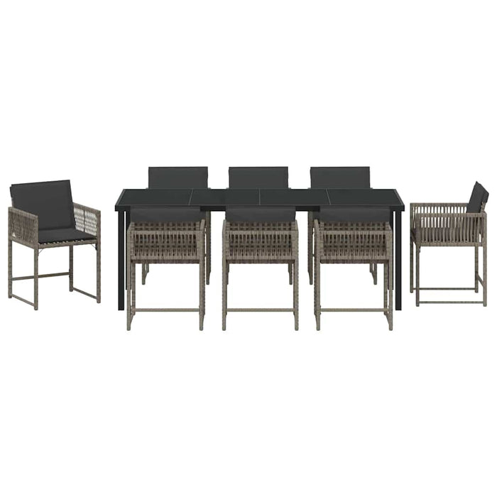 Set de masă pentru grădină 9 pcs Gri poliratan - WALTI WALTI