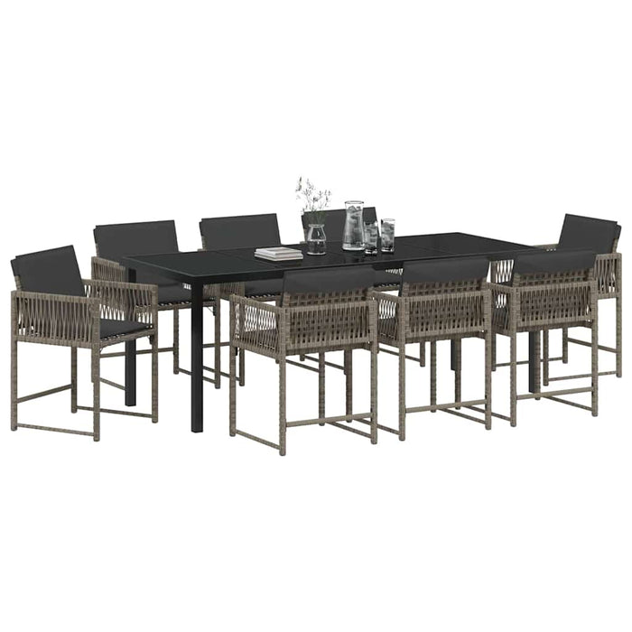 Set de masă pentru grădină 9 pcs Gri poliratan - WALTI WALTI