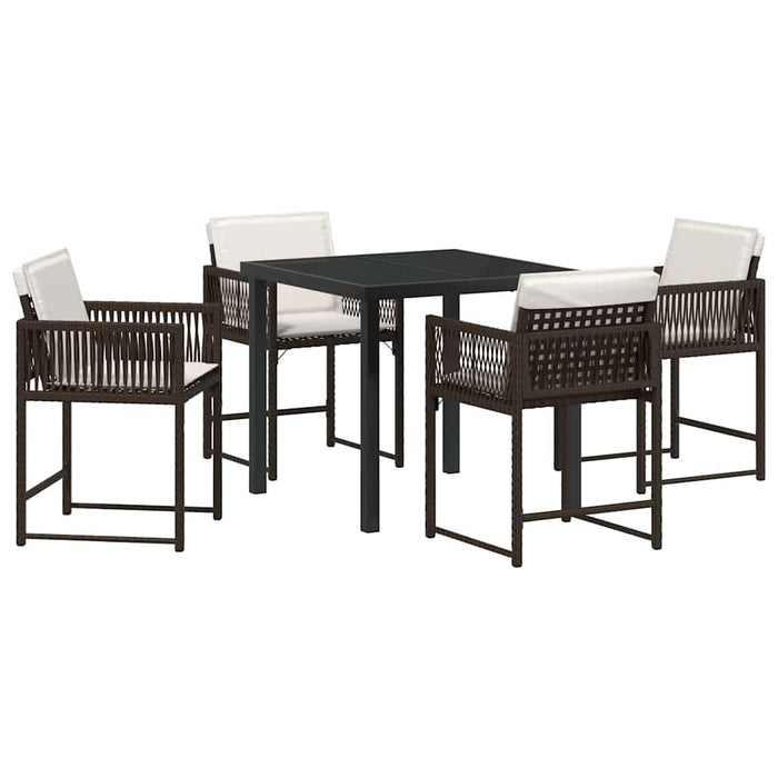 Set de dining de grădină cu 5 piese și perne maro din ratan și poliester - WALTI WALTI