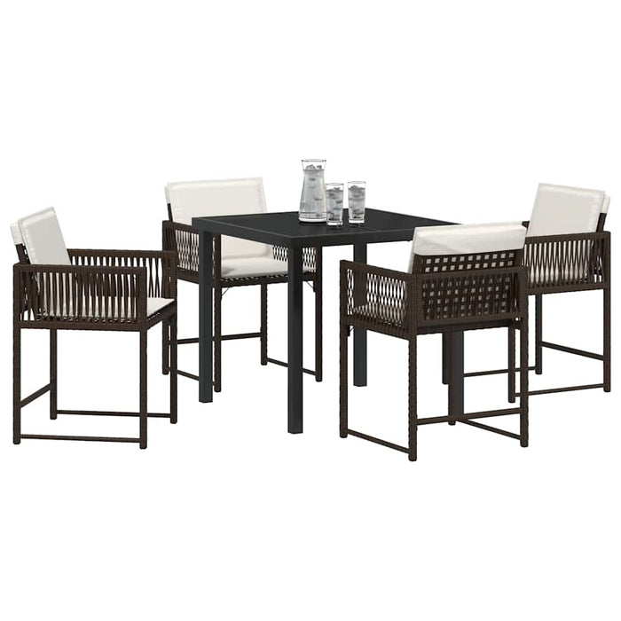 Set de dining de grădină cu 5 piese și perne maro din ratan și poliester - WALTI WALTI