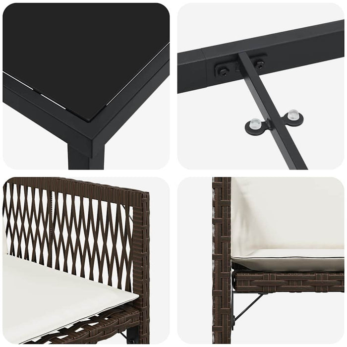 Set de masă pentru grădină 9 pcs Maro poliratan - WALTI WALTI